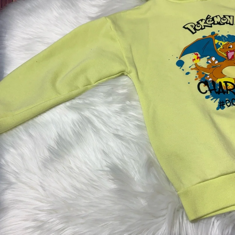 Pokemon Charizard Neon Yellow Graphic Hoodie - Boys Size 8-9 Yrs